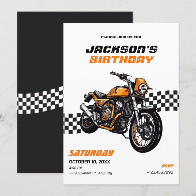 Convite de Aniversário da Moto Clássica (Frente/Verso)