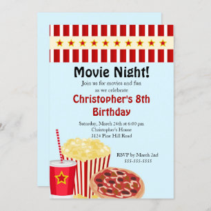 Convite de aniversário da Noite de Filme