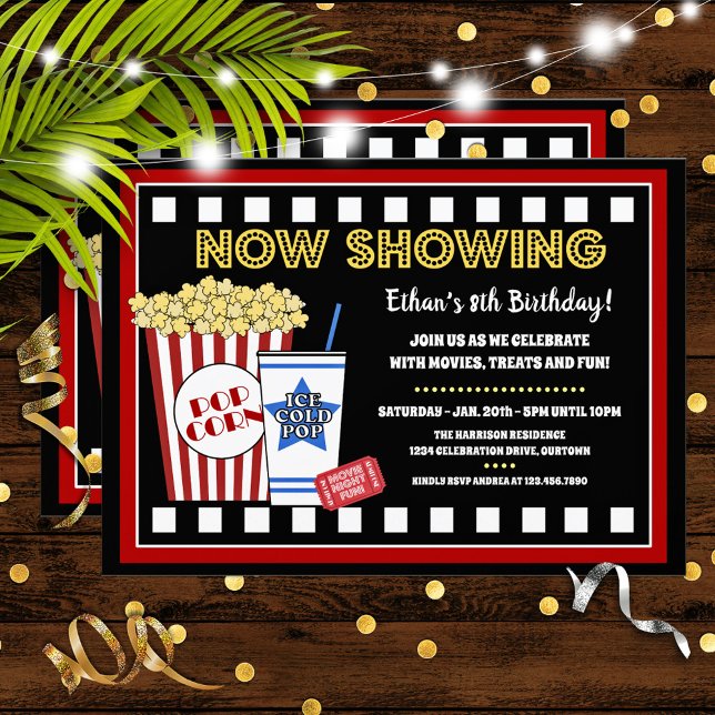 Convite de aniversário da Noite de Filme (Criador carregado)