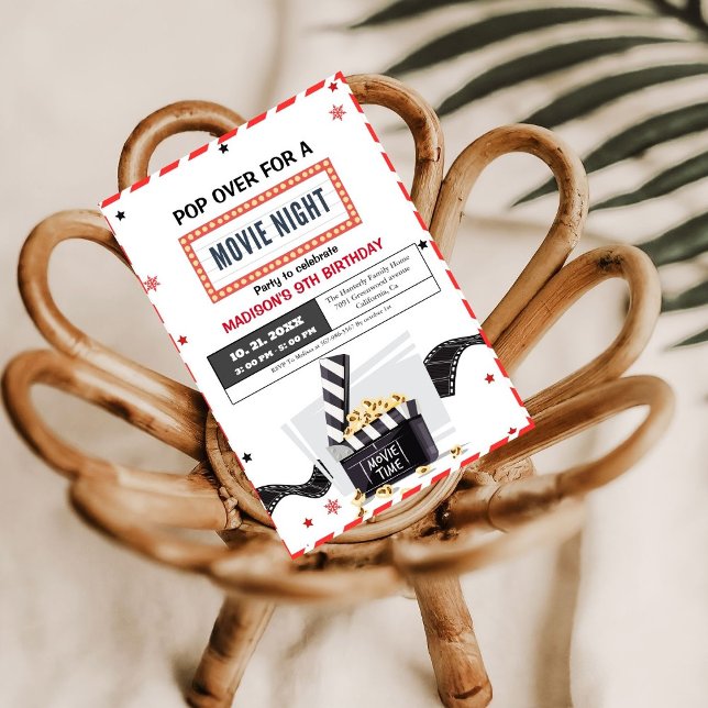 Convite de aniversário da Noite de Filme Moderno (Criador carregado)