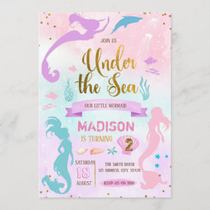 Convite de aniversário da Pastel Mermaid