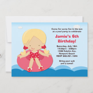 Convite de aniversário da Piscina