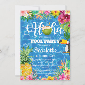 Convite de aniversário da piscina de Aloha no Hava