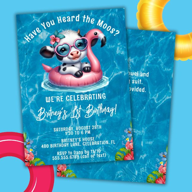 Convite de Aniversário da Piscina de Vaca (Criador carregado)