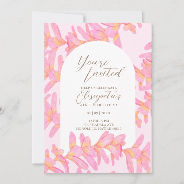 Convite de aniversário da Plumeria (Frente)