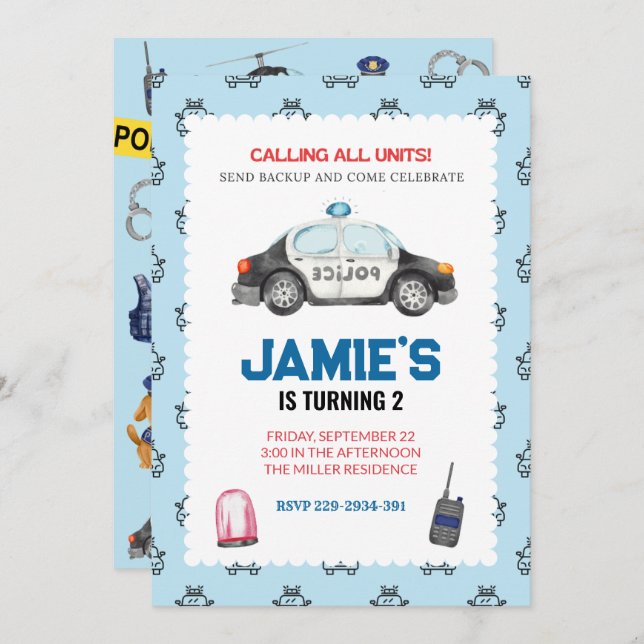 Convite de aniversário da Polícia (Frente/Verso)