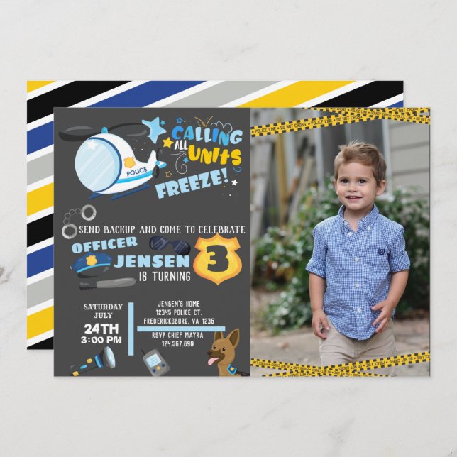 Convite de Aniversário da Polícia de Fotografia (Frente/Verso)