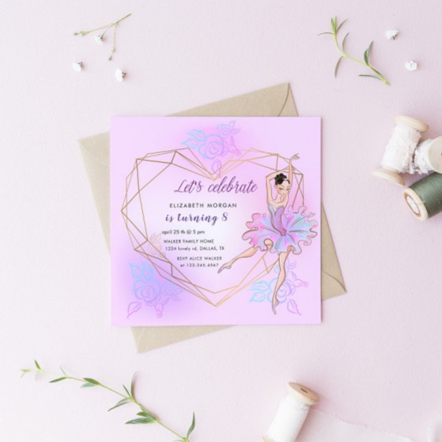 Convite de Aniversário da Praça bonito Ballerina P (Criador carregado)