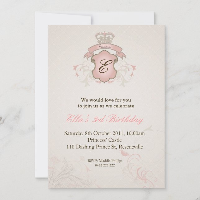 Convite de Aniversário da Princesa (Frente)
