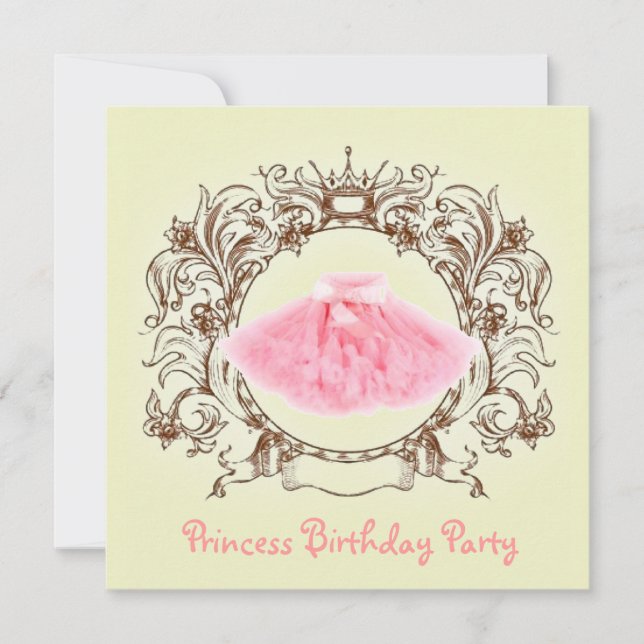 convite de aniversário da Princesa bailerina Tutu (Frente)