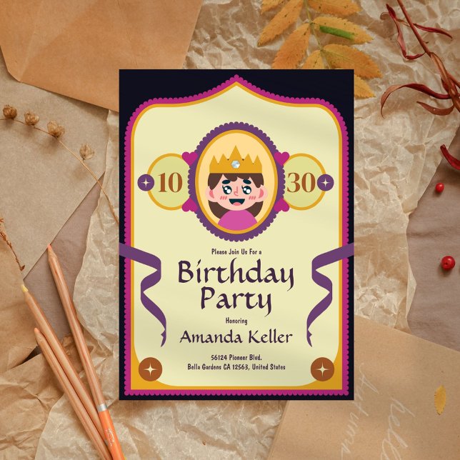 Convite de Aniversário da Princesa Bonita (Criador carregado)