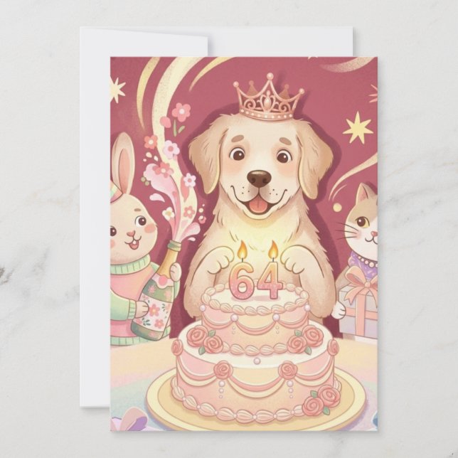 Convite de Aniversário da Princesa Cachorrinho Fof (Frente)