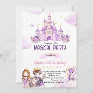 convite de aniversário da princesa cavaleiro roxa