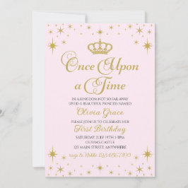 Convite de Aniversário da Princesa Dourada Era Uma