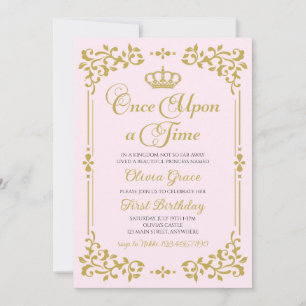 Convite de Aniversário da Princesa Dourada Era Uma