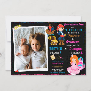 Convite de aniversário da Princesa e do Pirata