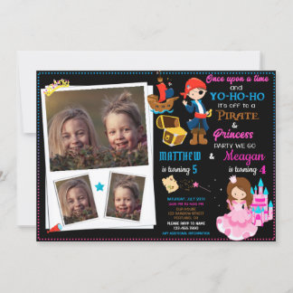 Convite de aniversário da Princesa e Pirata