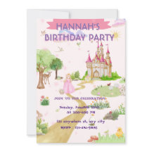 Convite de Aniversário da Princesa em Aquarela,