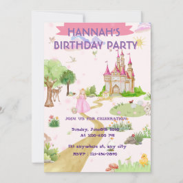 Convite de Aniversário da Princesa em Aquarela,