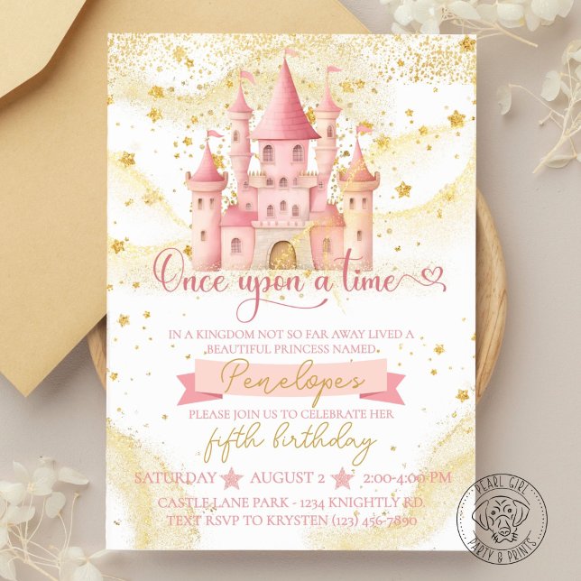 Convite de Aniversário da Princesa Era Uma Vez (Criador carregado)