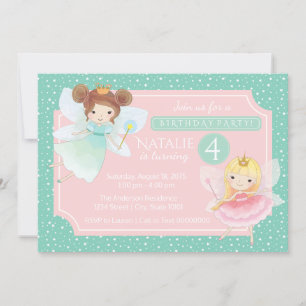 Convite de Aniversário da Princesa Fada Rosa Menta