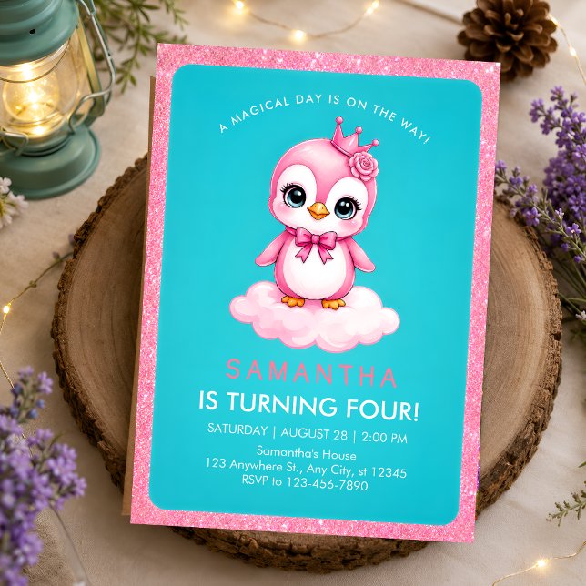 Convite de Aniversário da Princesa Flamingo Rosa 4 (Criador carregado)