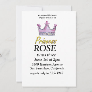 Convite de aniversário da princesa Rosa & Dourado