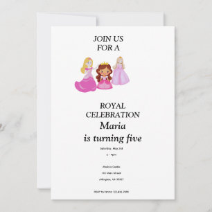 Convite de aniversário da princesa Rosa & Dourado