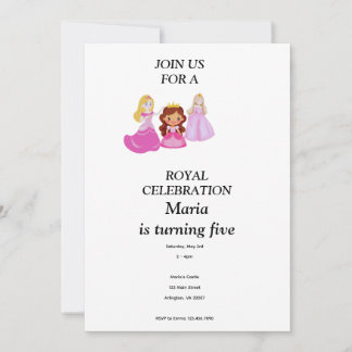 Convite de aniversário da princesa Rosa & Dourado