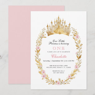 Convite de aniversário da Princesa Rosa e Dourada