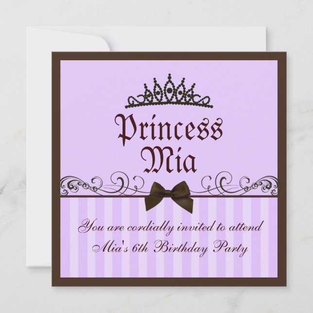 Convite de Aniversário da Princesa Roxa (Frente)