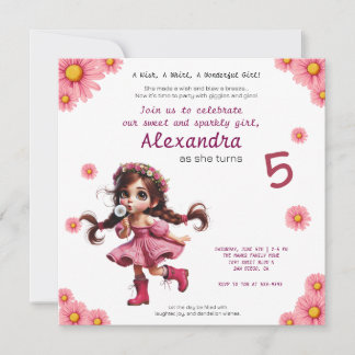 Convite de aniversário da Quirky dandelion
