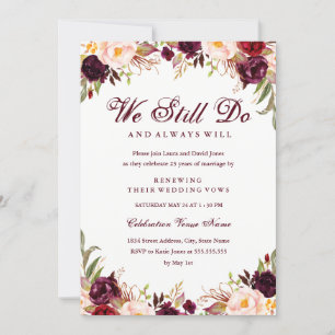 Convite de Aniversário da Renovação de Vow Flor