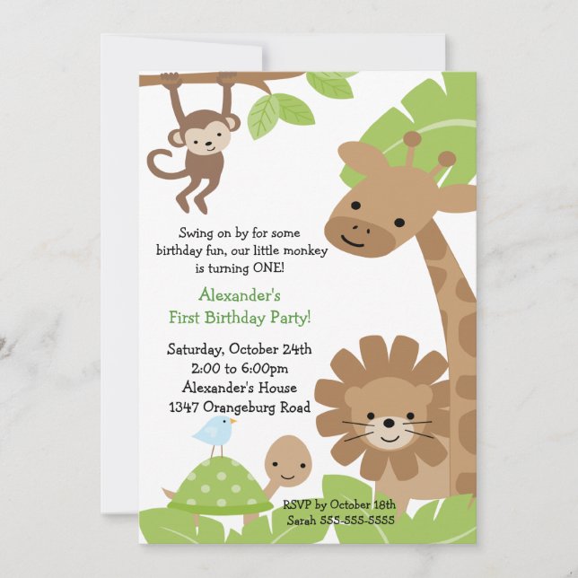 Convite de Aniversário da Selgle Safari (Frente)