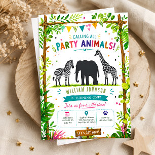 Convite de Aniversário da Selva Tropical com Anima