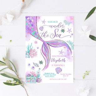 Convite de Aniversário da Sereia Debaixo do Mar