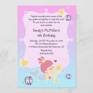 Convite de aniversário da sereia do divertimento