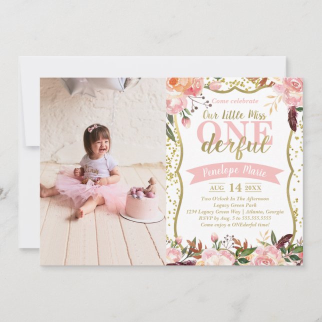 Convite de aniversário da Srta. ONEmagnifico (Frente)