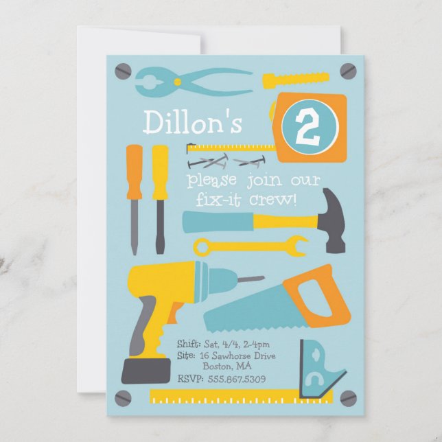 Convite de aniversário da Tripulação Fix-it (Frente)