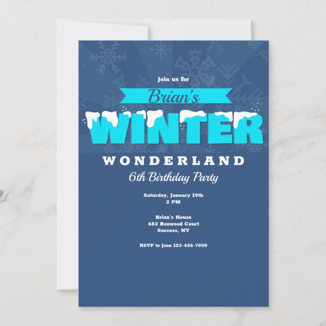 Convite de Aniversário da Wonderland Winter (Frente)