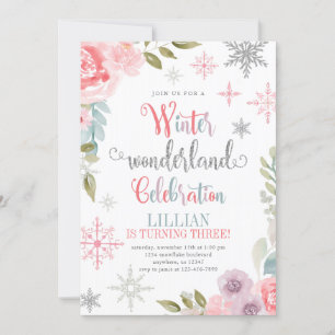 Convite de Aniversário da Wonderland Winter com F