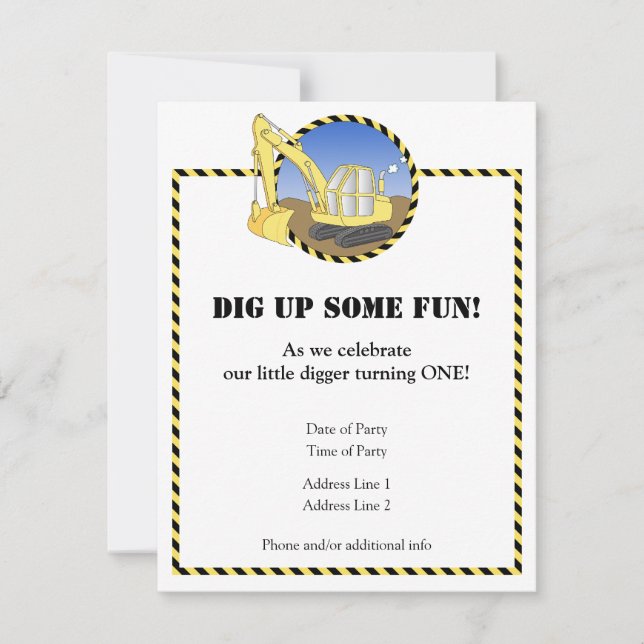 Convite de aniversário da zona da construção (Frente)