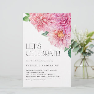 Convite de aniversário Dahlia Rosa-Cria