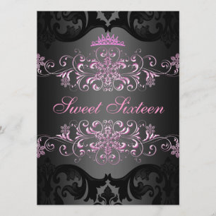 Convite de Aniversário Damasko Elegante Tiara Swee