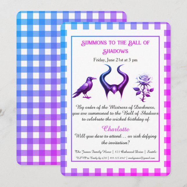 Convite de Aniversário Dark Fantasy Shadow Ball Sc (Frente/Verso)