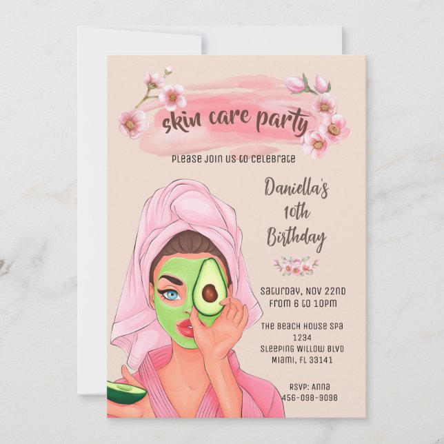Convite de Aniversário das Garotas do Spa de Cuida (Frente)