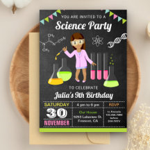 Convite de Aniversário das Meninas de Experimentos