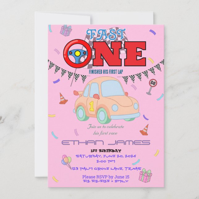 Convite de Aniversário de 1º Aniversário de Menino (Frente)