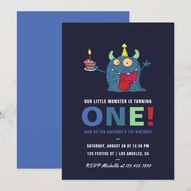 Convite de Aniversário de 1º Aniversário do Pequen (Frente/Verso)