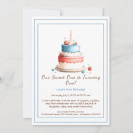 Convite de Aniversário de 1º Ano em Aquarela com V